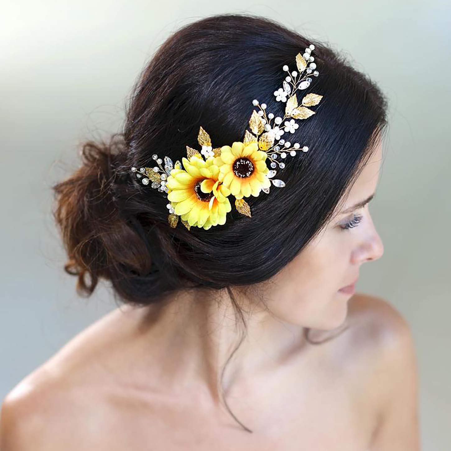 Luvehandicraft Bridal Headbands for Wedding Sun Flower Hair Vines Wedding Hair Accessories For Brides