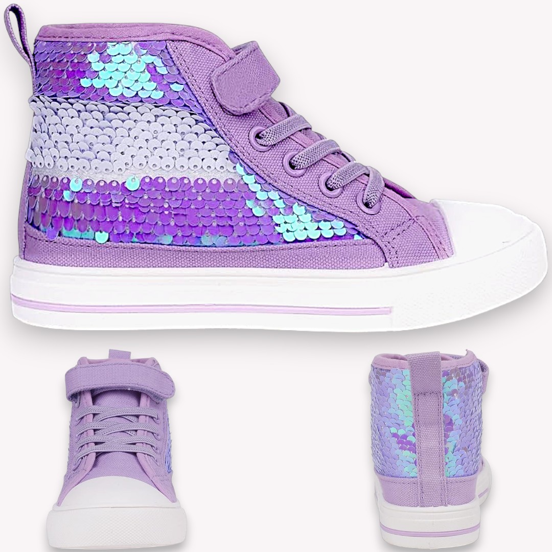 Toandon Kids Adorable Fashion High Top Casual Canvas Sneakers - Light Purple | Breathable, Comfortable & Durable Shoes for Girls & Boys | USA/UK Imported via Amazon Pakistan