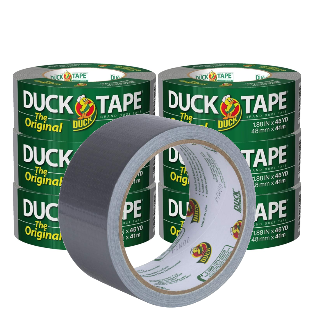 Original Duck Tape 1.88 Inch x 45 Yard, Pack of 6 Adhesive Tapes - Sliver