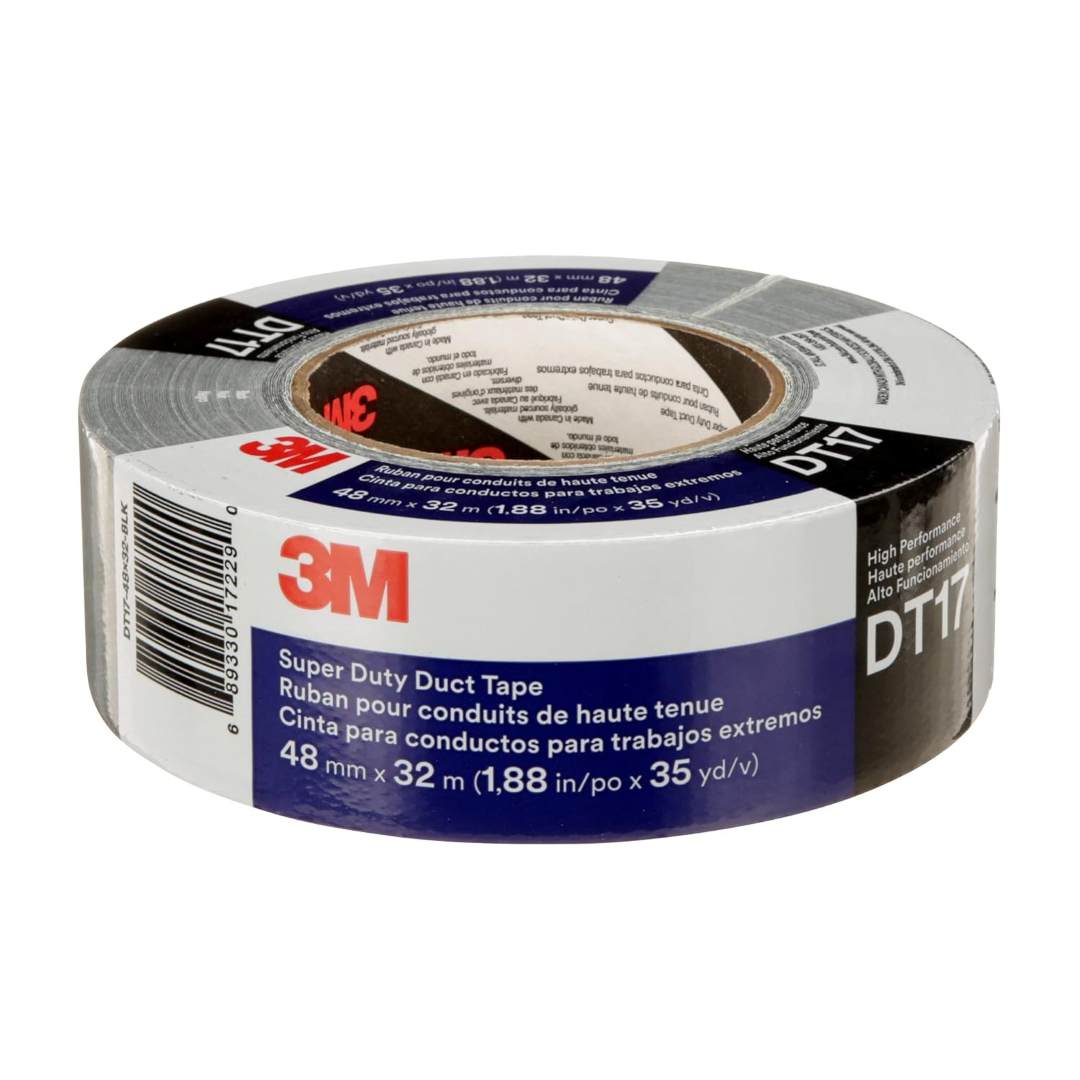 3M Super Duty Duct Tape DT17, Black, 48 mm x 32 m, 1 Roll