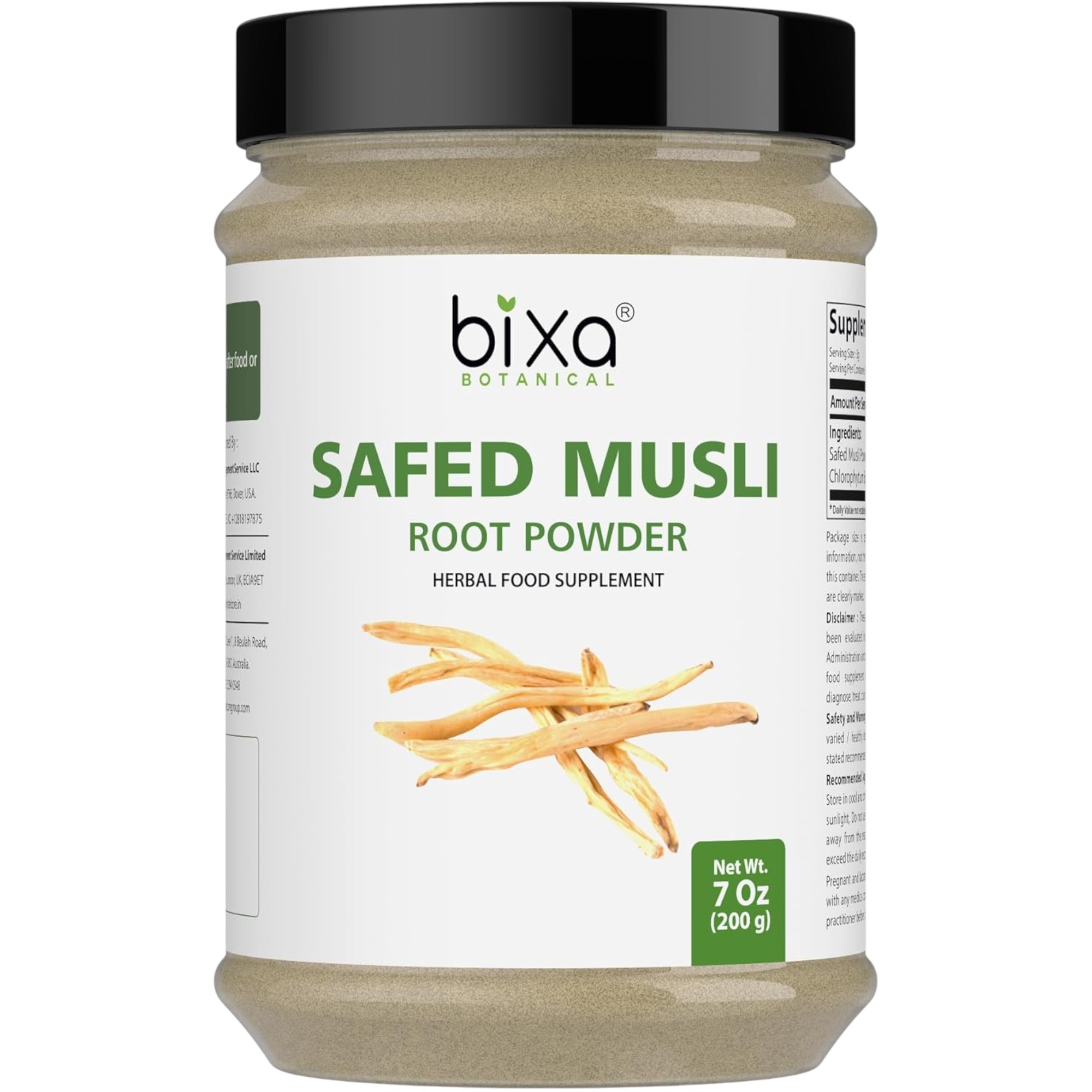 bixa BOTANICAL Safed Musli Powder 200g – Steam Treated Organic Ayurvedic Root, Vegan, Non GMO for Strength & Vitality Support
