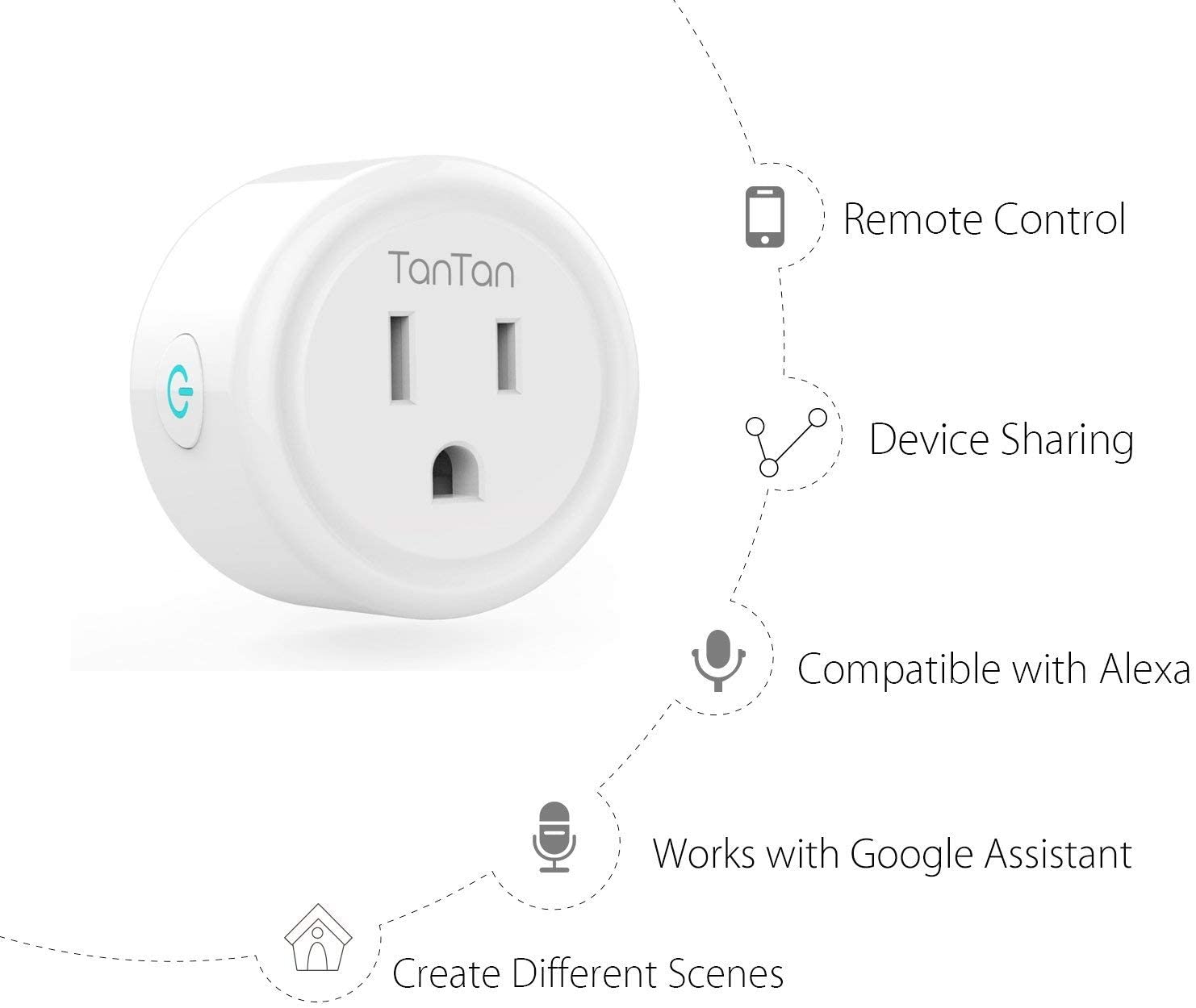 TanTan Smart Plug 4 Pack – Mini WiFi Smart Outlet (2.4GHz) for Alexa & Google Home