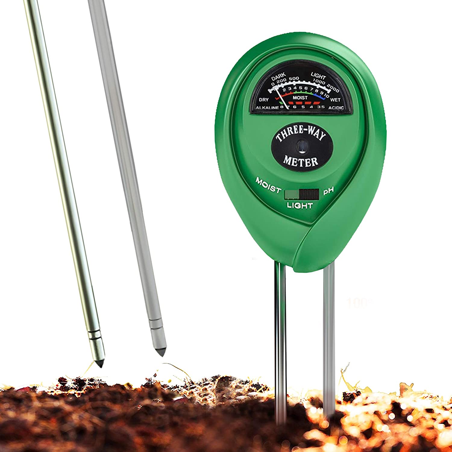 3-in-1 Soil Test Kit For Moisture, Light & pH Meter for For Home And Garden, Lawn, Farm, Plants, Herbs & Gardening