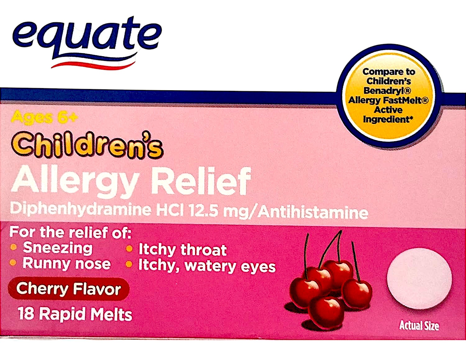 Equate Children's Allergy Relief - Cherry Flavor, 18 ct