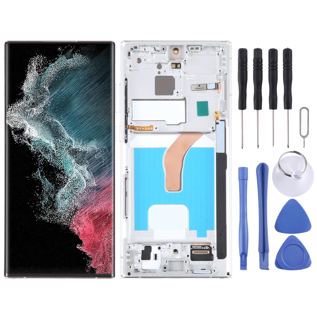 Samsung Galaxy S22 Ultra 5G SM-S908B EU Edition 6.78 inch OLED LCD Screen Digitizer Full Assembly with Frame(Silver)