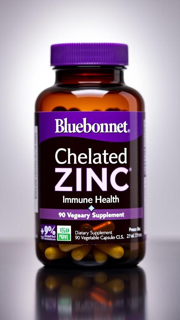 Bluebonnet Nutrition Albion Chelated Zinc - Immune Health & Enzyme Support, Vegan, Gluten-Free, Non-GMO, 90 Vegetable Capsules