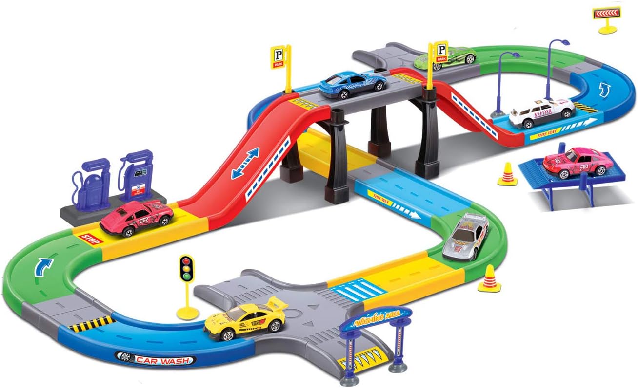 My First Speed Racing Assembly Playset - Includes 6 Diecast Cars