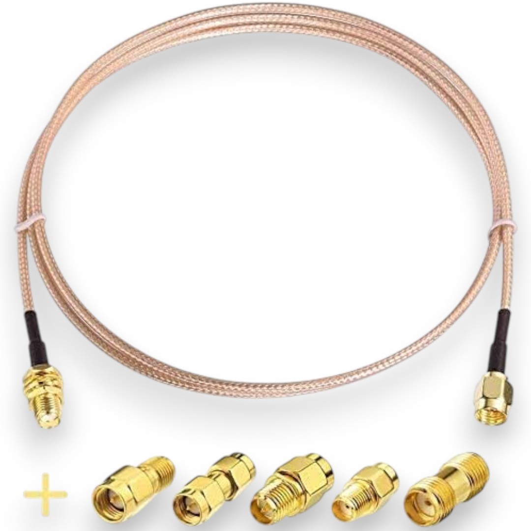 SUPERBAT SMA Male to SMA Female Coaxial Cable 50cm with 5pcs SMA/RPSMA RF Coax Adapter Kit – Low Loss RG316 Cable for WiFi, Ham Radio, GPS, 3G/4G LTE Antennas