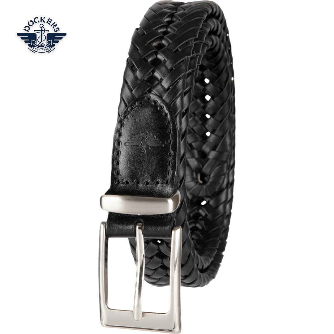 Dockers Men’s Leather Braided Fully Adjustable Belt – Black Lace, XL (42-44) | Premium Imported Accessory for Men in Pakistan