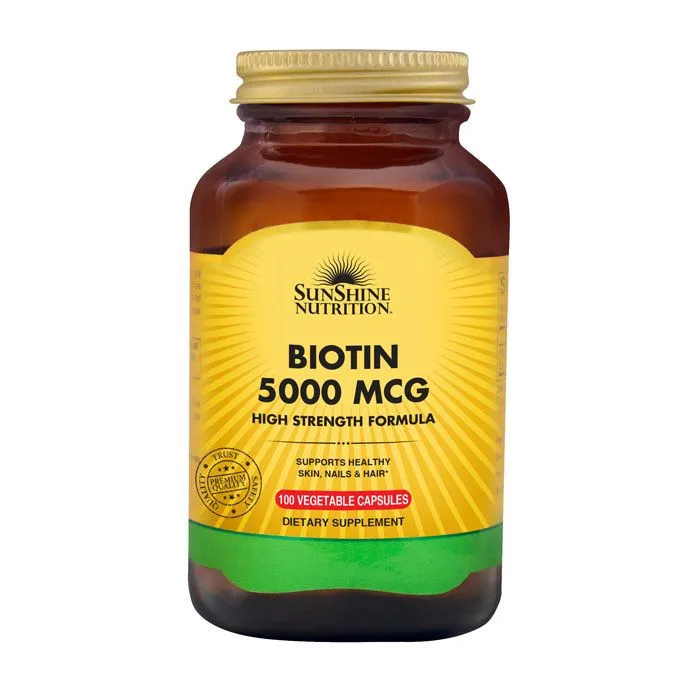 Sunshine Nutrition Biotin 5000mcg High Strength Formula - 100 Capsules
