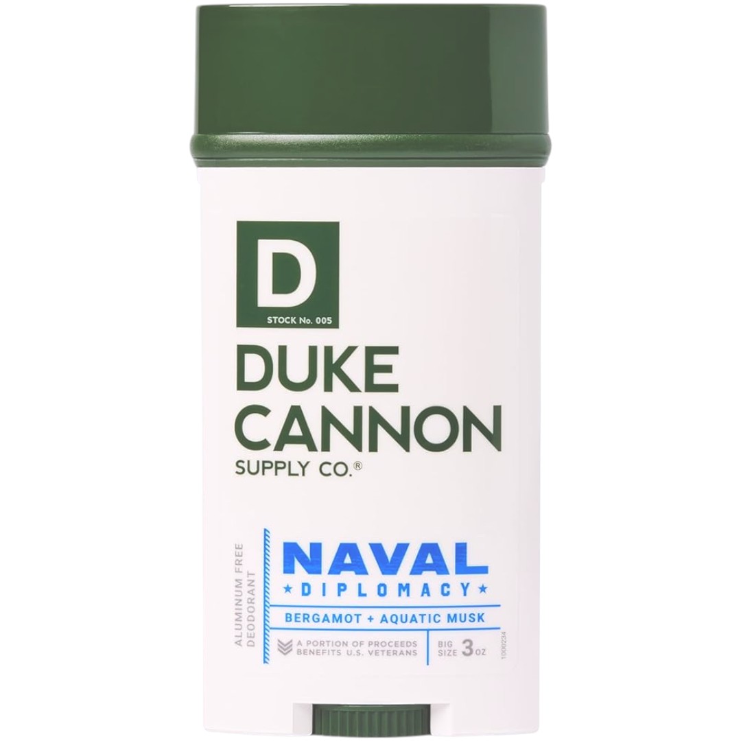 Duke Cannon Aluminum-Free Deodorant – Naval Diplomacy Scent (Bergamot & Aquatic Musk), 3 oz