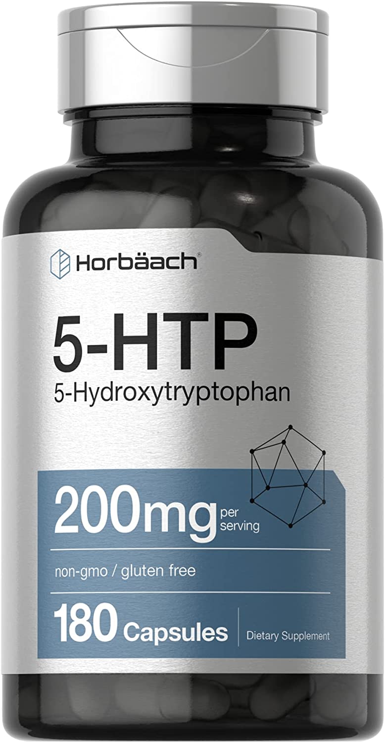 5HTP 200mg Capsules, 5 Hydroxytryptophan, 5HTP Extra Strength Supplement by Horbaach - 180 Capsules