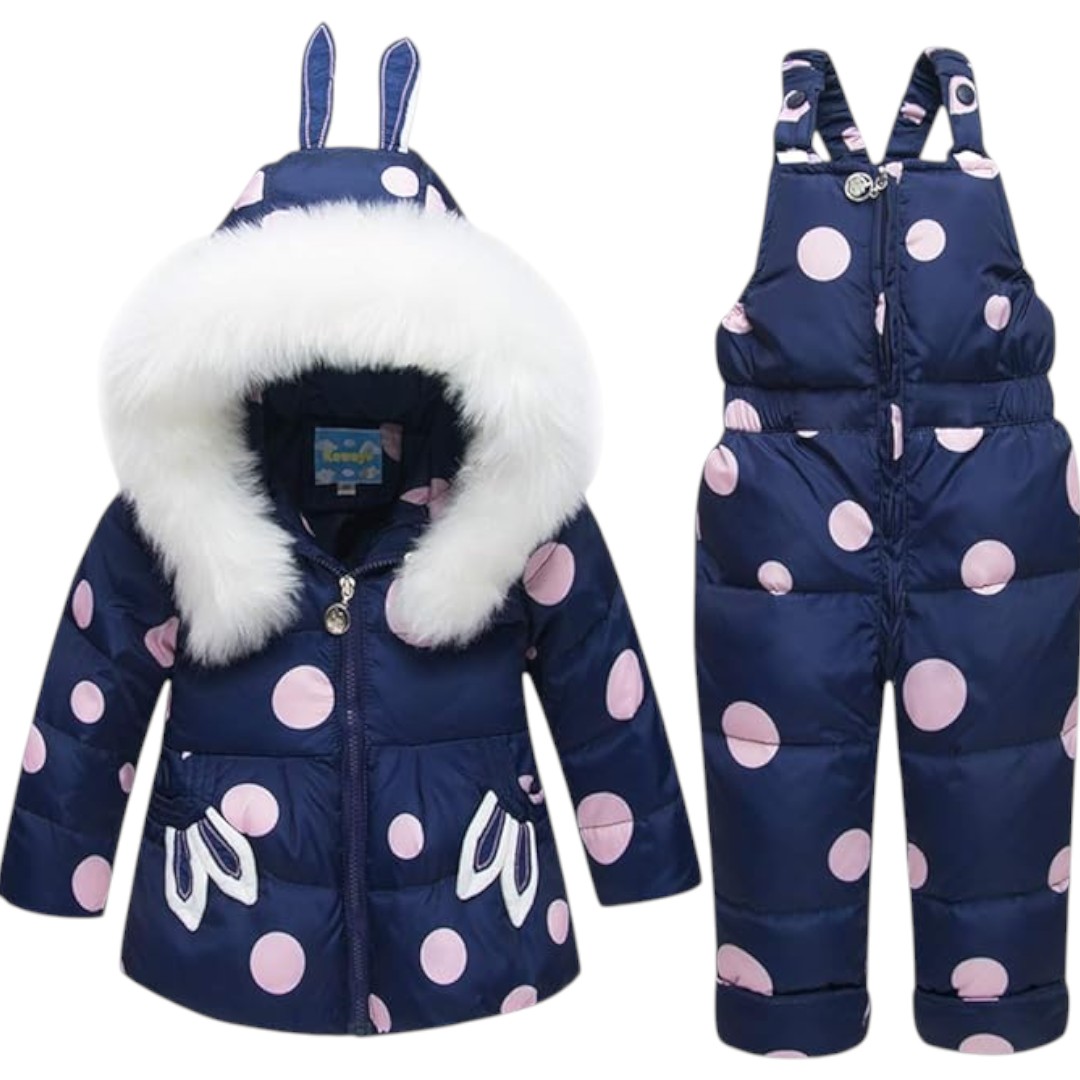 Baby Boys & Girls Toddler Snowsuit 2-Piece Ski Set – Hooded Down Jacket & Snow Pants (18 Months to 4 Years)