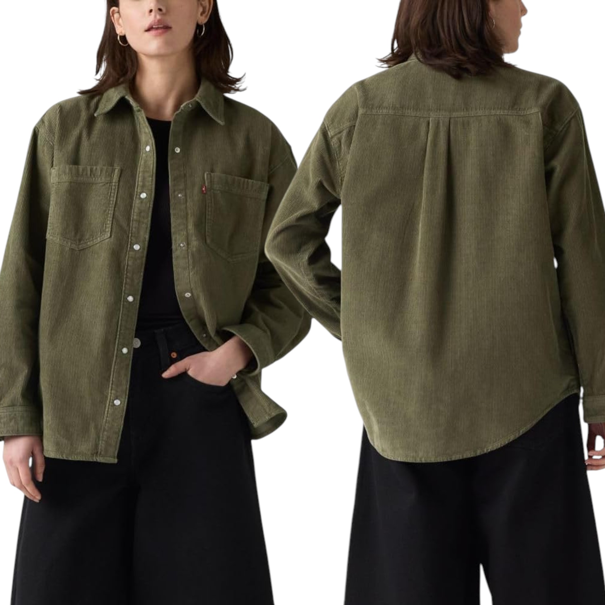 Levi's Womens Iris Overshirt Jacket Ivy Green Corduroy – Premium Imported Cozy Fit Cotton Jacket for Stylish Pakistani Women