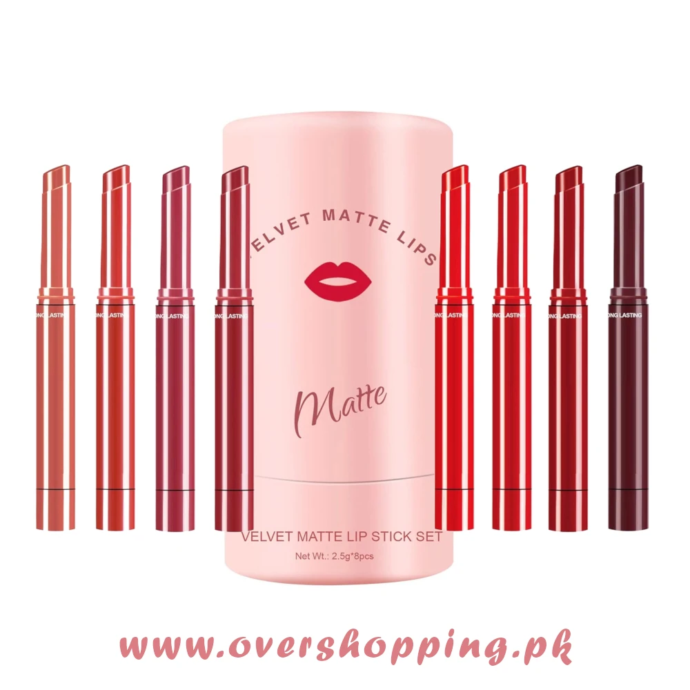 Velour Mattes Moisturizing Lipstick Set with Penholder, Easy-to-Color, Red Tube, and Temperament Suit