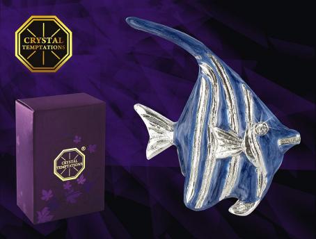 Swarovski Crystal Element Studded Fish Figurine Silver Plated