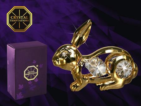 Swarovski Crystal Element Studded Rabbit Figurine 24k Gold Plated