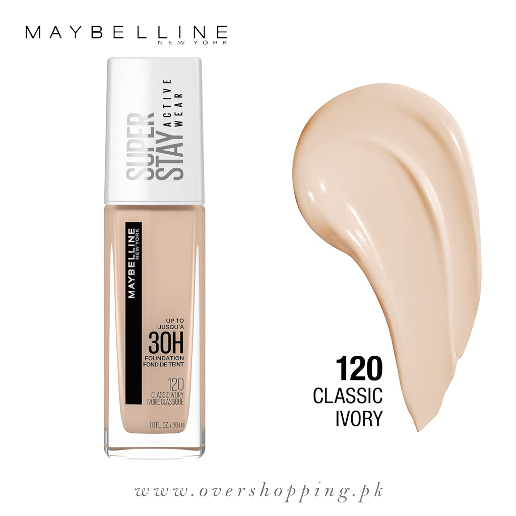 Maybelline Super Stay Full Coverage Liquid Foundation, Matte Finish Make Up Foundation, Classic Ivory No.120, 1.0 Fl.Oz