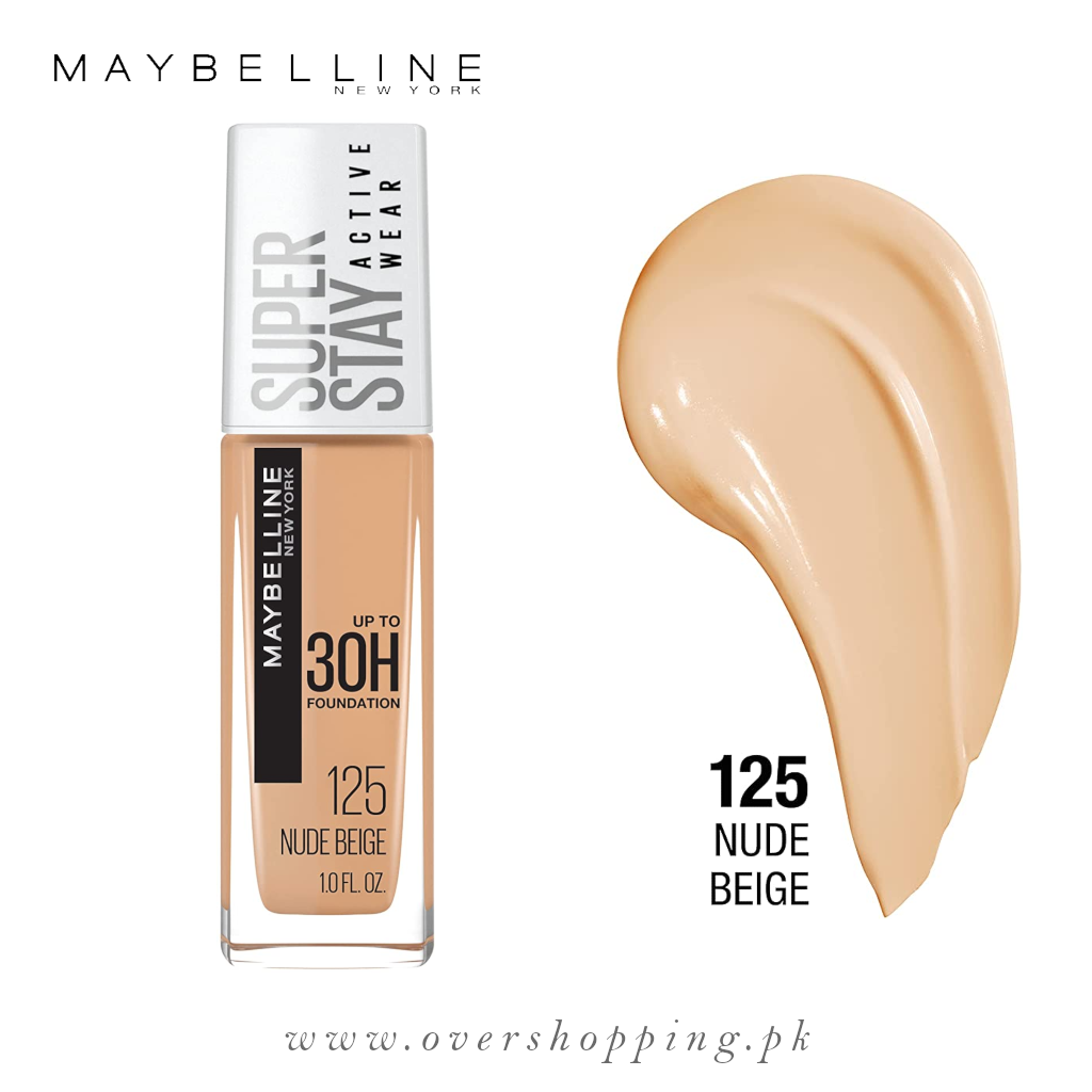 Maybelline Super Stay Full Coverage Liquid Foundation, Matte Finish Make Up Foundation, Nude Beige No.125, 1.0 Fl.Oz