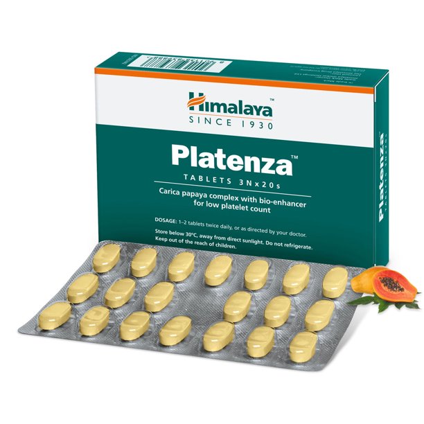 Himalaya Platenza Tablets 3N, Carica Papaya with Bio-Enhancer for Low Platelet Count - 20 Tabs