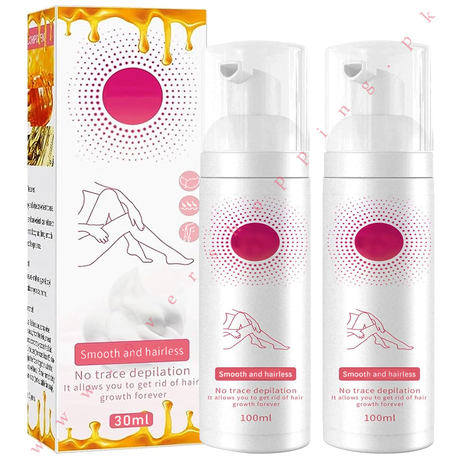 Beeswax Hair Removal Mousse, Gentle Beeswax Hair Removal Mousse, Hair Removal Spray, Body Hair Removal Foam Spray for Women and Men, Fast Hair Removal, Gentle & Skin Friendly, Pack of 2