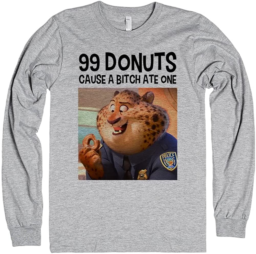 99 Donuts | Officer Benjamin Clawhauser (Zootopia) | XL Heather Grey T-Shirt