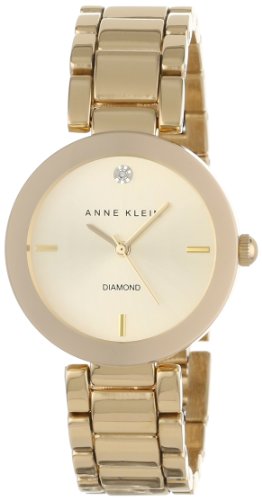 Anne Klein Women’s Genuine Diamond Dial Gold-Tone Bracelet Watch AK/1362CHGB (Premium Imported Style for Office & Events)