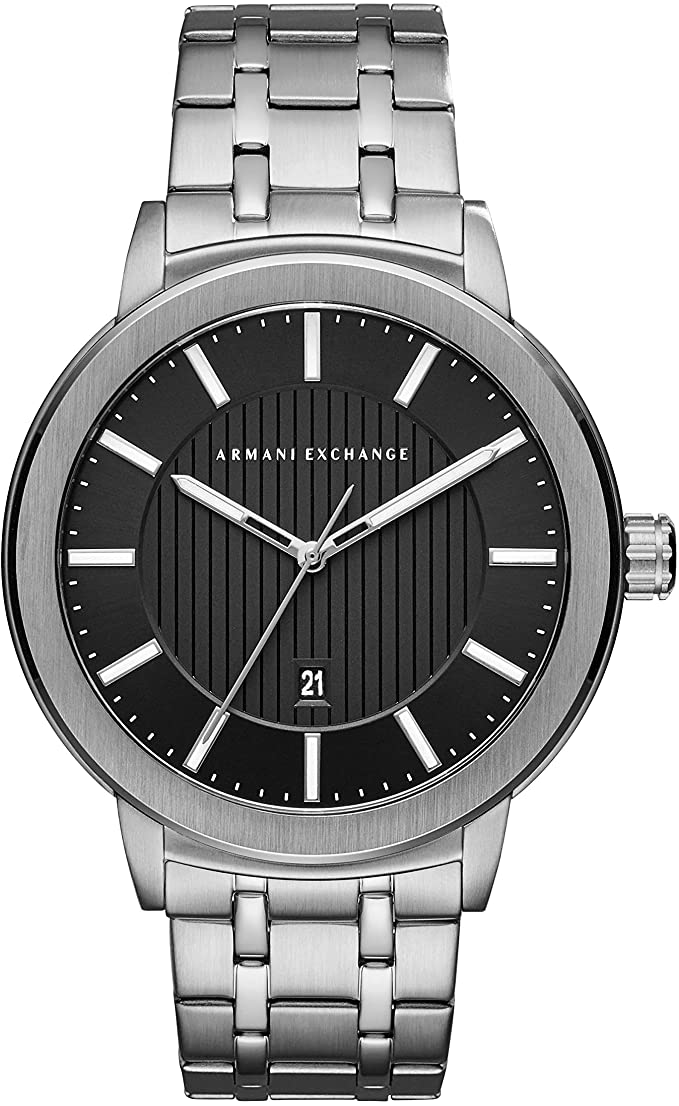 Armani Exchange Men's Three-Hand Date Silver-Tone Stainless Steel Watch AX1455