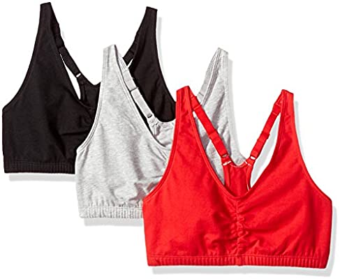 Fruit of the Loom Women's Adjustable Shirred Front Racerback Bra (Pack of 3)