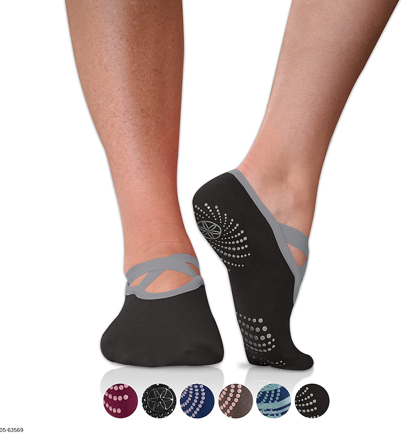 Gaiam Yoga Barre Socks - Non Slip Sticky Toe Grip Accessories for Women & Men
