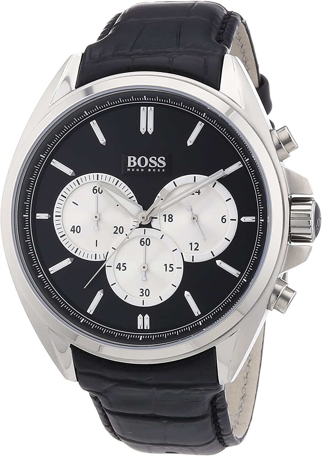 Hugo Boss Men's Driver Black Leather Chronograph Watch 1512879
