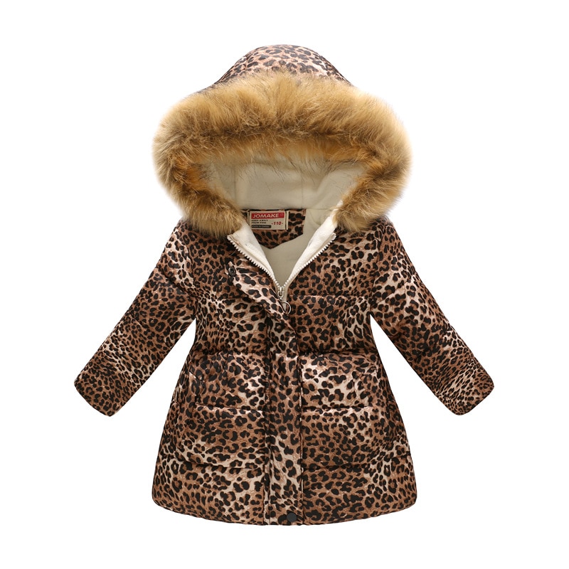 Leopard Kids Floral Clothes Kids Jacket Winter Girls Parka Hoodie