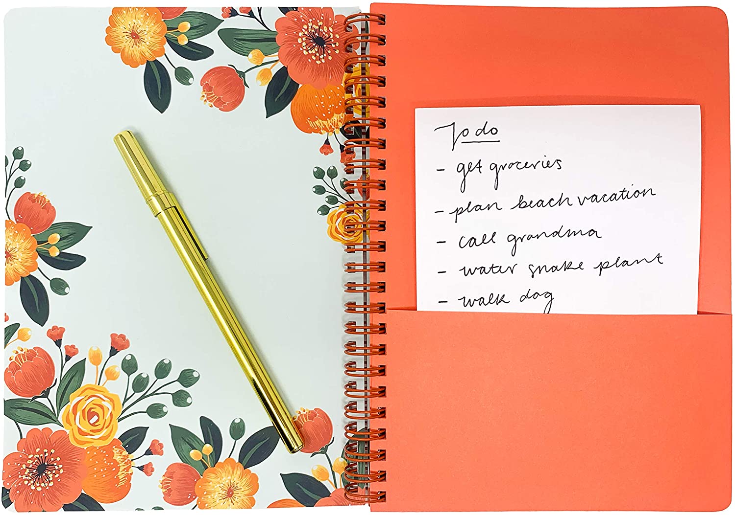 Lined Pages, Beautiful Orange Floral Pattern by STEEL MILL AND CO.