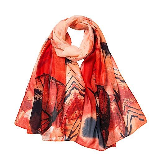 LIULIULIU Fashion Fantasy Women Leaves Printing Long Soft Wrap Scarf Ladies Shawl Scarves