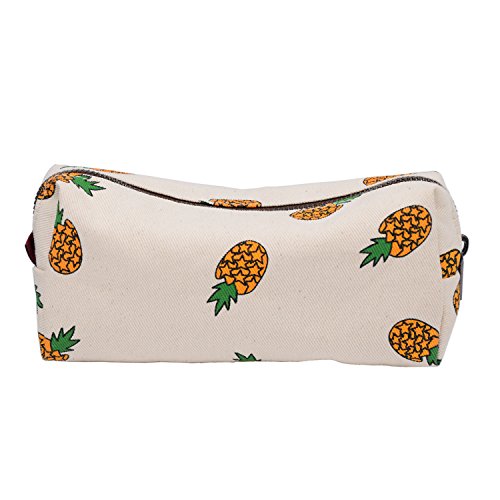LParkin Cute Pineapple Teen Large Capacity Canvas Pencil Case - Pen Bag, Stationery Organizer & Makeup Cosmetic Pouch for Girls