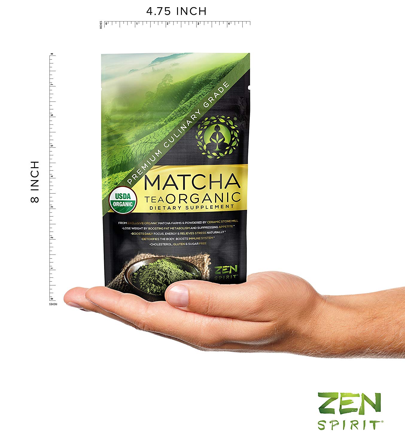 Matcha Green Tea Powder Organic USDA & Vegan Certified - 30g - Perfect for Baking, Smoothies, Latte, Iced Tea, Herbal Teas. Gluten & Sugar Free (Japnese)