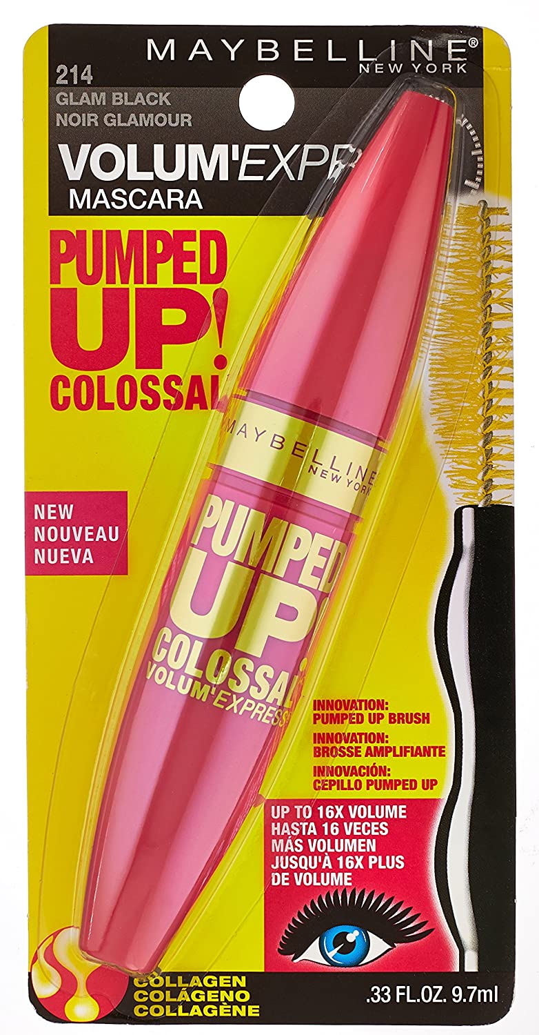 Maybelline New York Volum' Express Pumped Up! Colossal Washable Mascara, Washable Glam Black, 0.33 fl. oz
