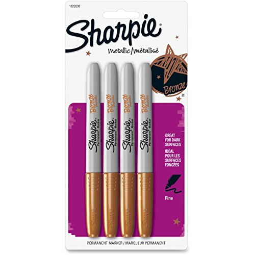 Sharpie Metallic Permanent Markers, Gold, 4/Pack