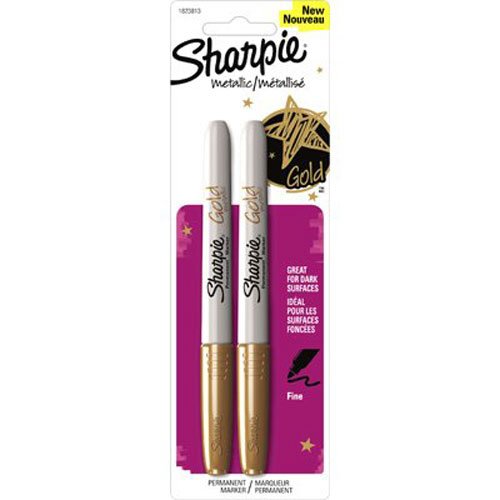 Sharpie Metallic Permanent Markers, Fine Point, Gold, 2 Count