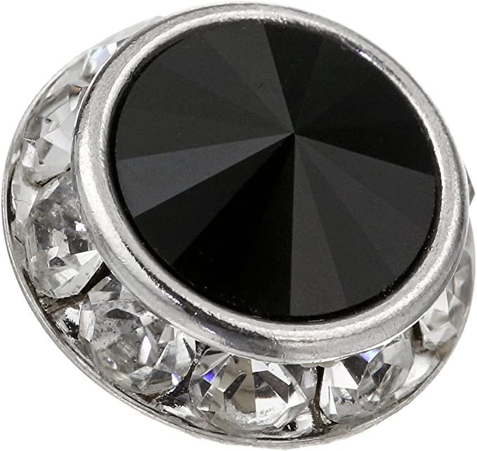 Stacy Adams Men's Silver Rondell Tie Tack With Clear and Jet Crystals