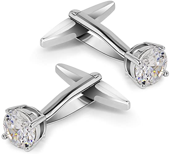 Swarovski White Crystal Cufflinks Glimmering Diamond Color Cuff Links Set for Wedding Party