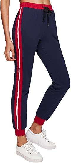 SweatyRocks Women's Drawstring Waist Long Workout Yoga Active Pant with Pocket S M L XL