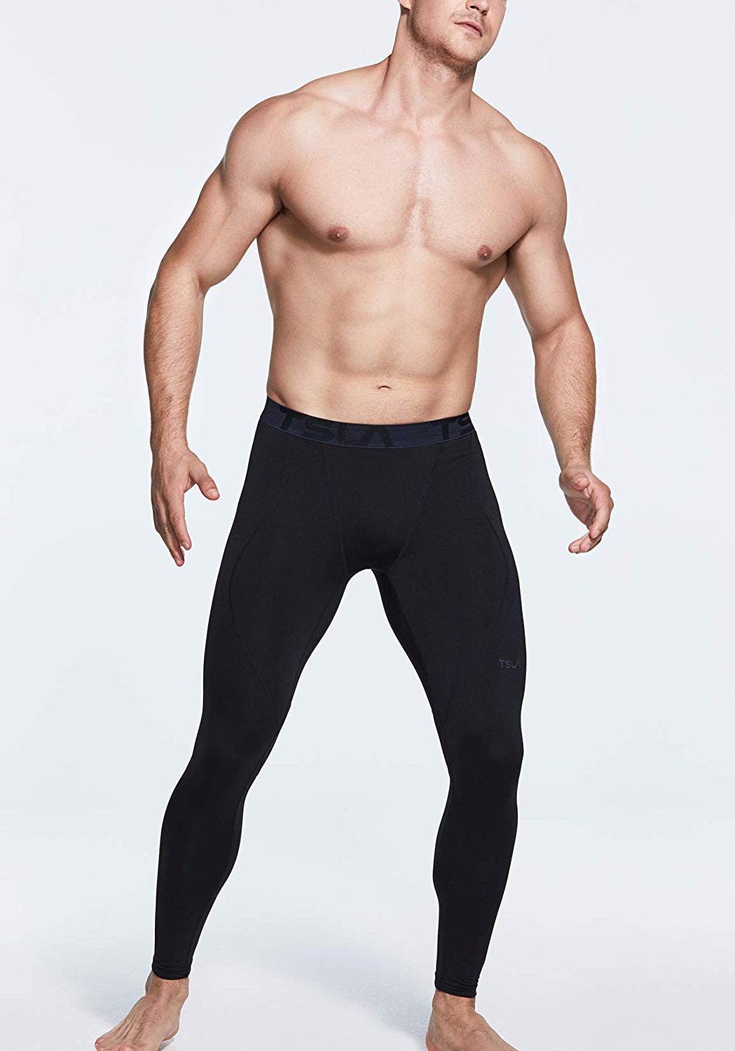 TSLA Men's Thermal Wintergear Compression Baselayer Pants Leggings Tights Large