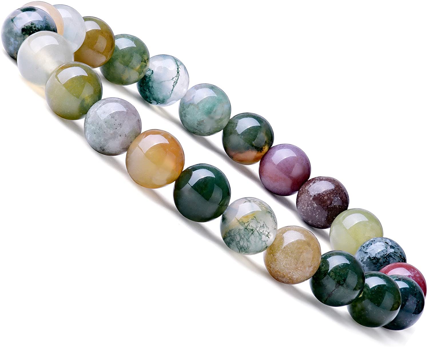 WRCXSTONE Natural 8mm Gorgeous Semi-Precious Gemstones Healing Crystal Stretch Beaded Bracelet Unisex