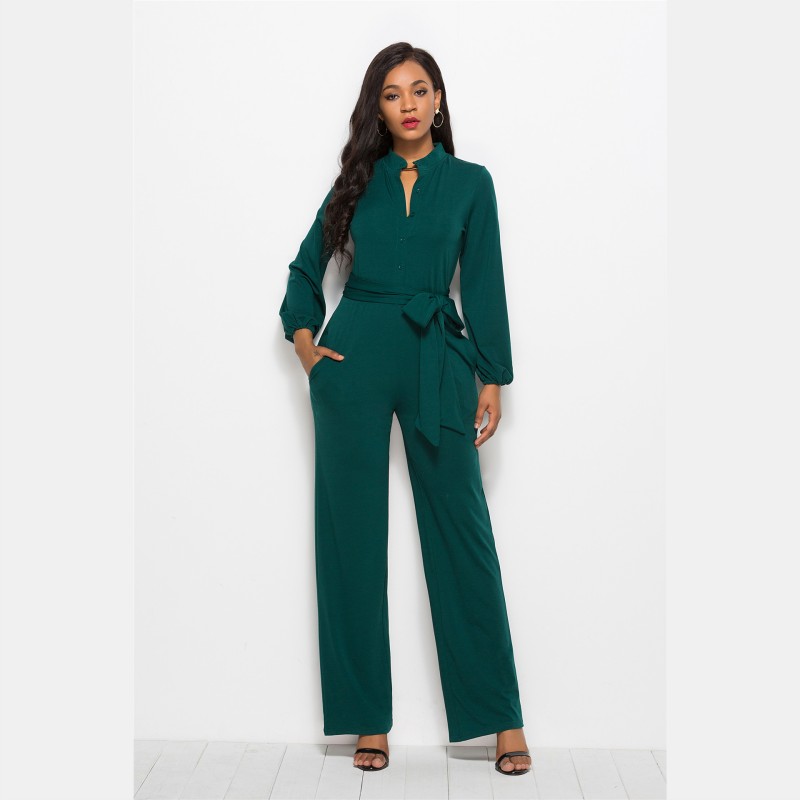 Women Jumpsuit Plus Size Long Pants Rompers Long Sleeve Wide Leg Pants Jumpsuits