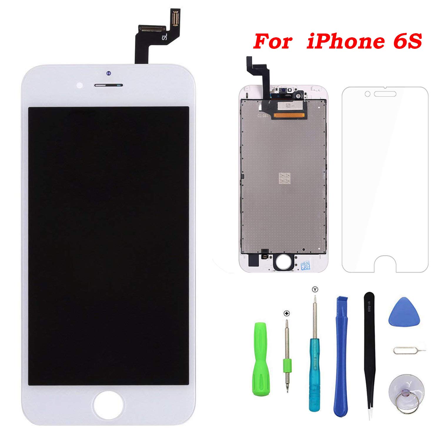 Screen Replacement for iPhone 6s White Touch Screen Digitizer LCD Display Replacement Full Assembly with Repair Tool Kit (6s.White)