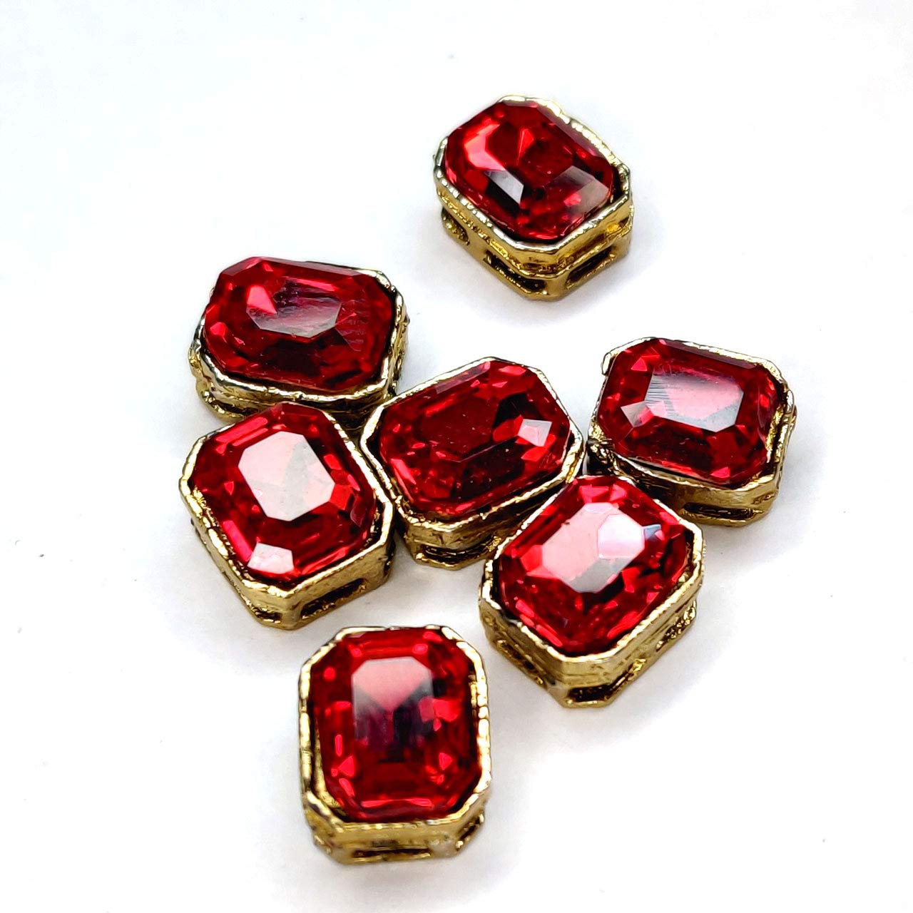 Kundan Glass Beads for Craft, Embroidery and Jewellery Making (10MM, Rectangle Shape, Maroon Color,40 Pcs)