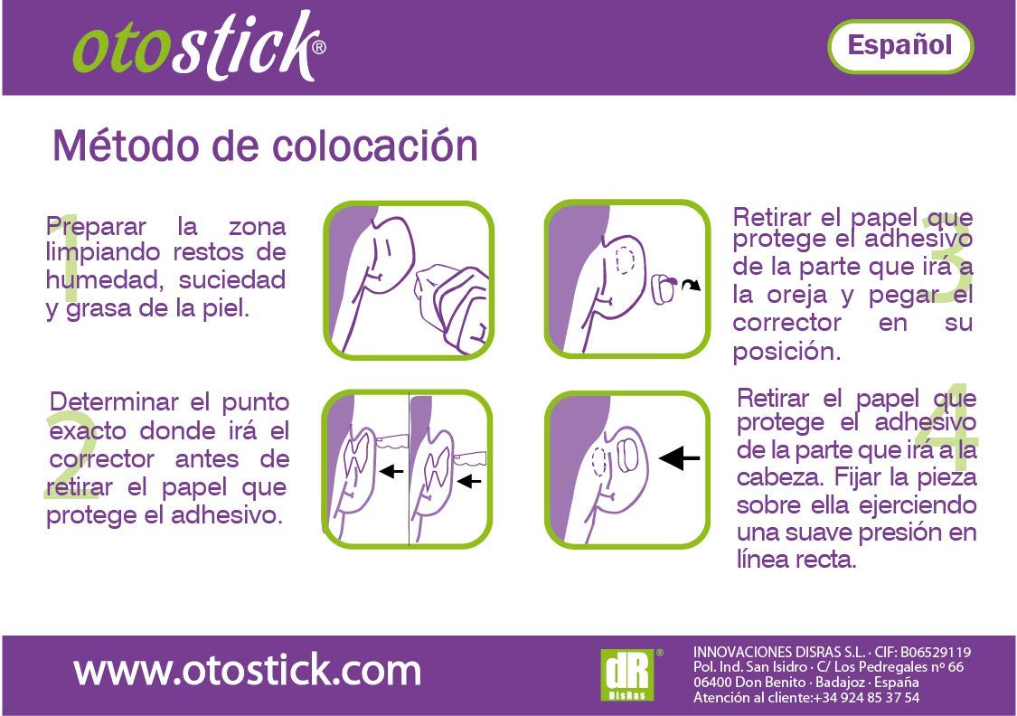 Otostick Cosmetic Ear Corrector - Solves Big Ear Problem (8u) - Best Alternative Short of Surgery - Spanish Box