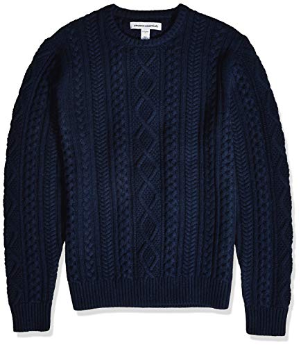 Amazon Essentials Men's Midweight Fisherman Sweater, Navy, Large