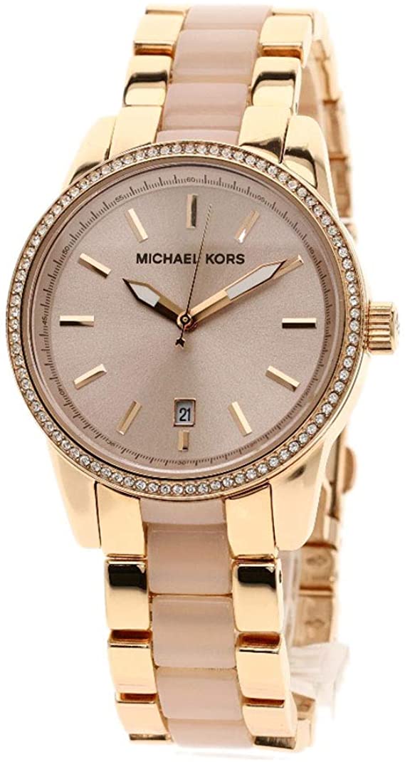 Michael Kors Women's Ritz Rose Gold Tone Acetate and Stainless Steel Watch MK6349